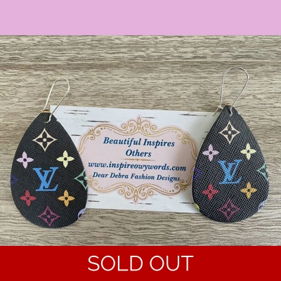 LV Light Weight Faux Leather Dangle Earrings 2.5” In Length